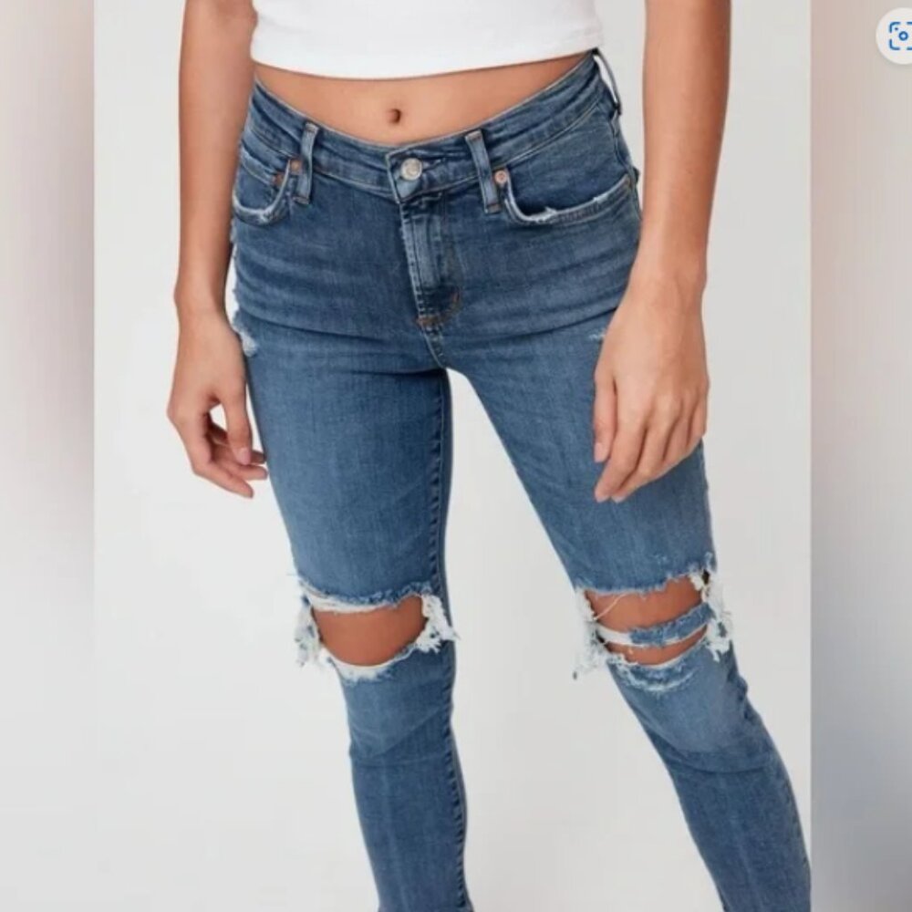 Agolde | Sophie‎ High Rise Medium Wash Distressed Jeans | Size 26
